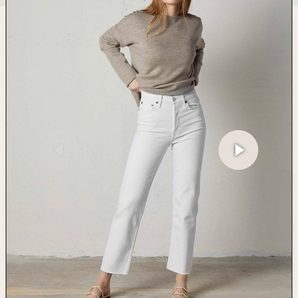 Re/Done Denim - RE/DONE White 70’s Stove Pipe High Rise Straight Leg Jeans 28